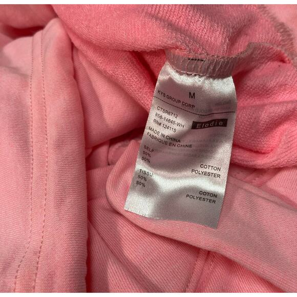 Elodie Womens French Terry Crop Sweatshirt Medium Neon Pink NEW Drawstring Waist - Picture 6 of 7